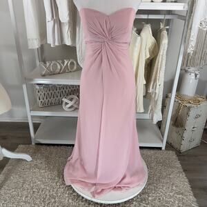 Kanali K  size 10 light pink chiffon long strapless bridesmaids dress #2604
